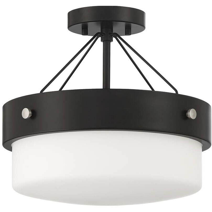 Oak Street 2 Light 13 inch Flat Black Convertible Semi Flush Ceiling Light